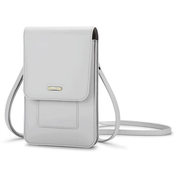 Bolso bandolera para teléfono móvil Peacocktion Small de piel gris