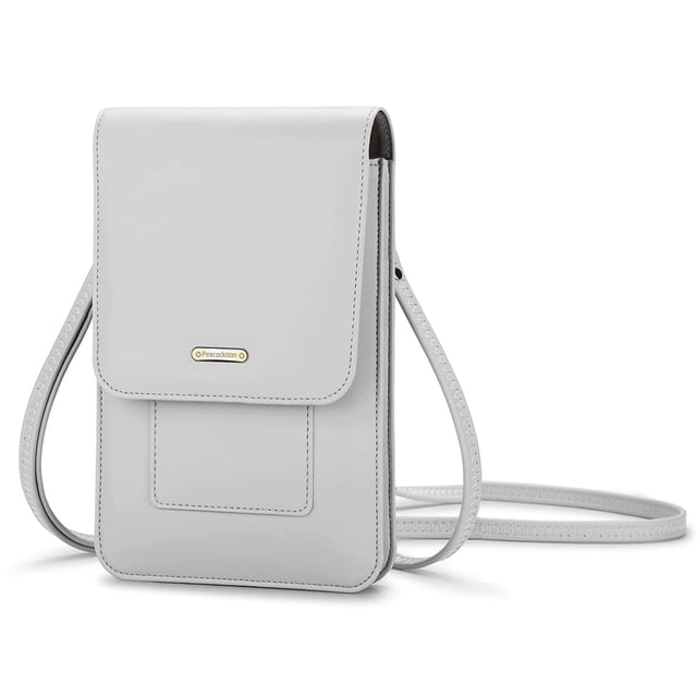 Bolso bandolera para teléfono móvil Peacocktion Small de piel gris