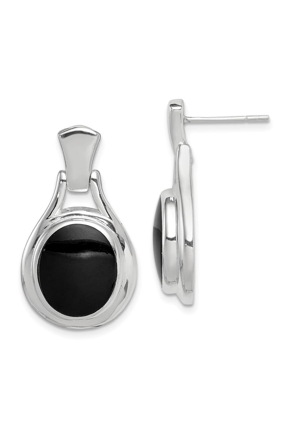 White Sterling Silver Earring Drop & Dangle Women'S Onyx 28 mm 15