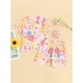 thumbnail image 3 of Suealasg 2Pcs Toddler Girls Beach Clothes 6M 12M 18M 24M 3T 4T Kids Baby Girls Summer Casual Outfits Short Sleeve Flower Print T-Shirt +Elastic Waist Shorts, 3 of 8
