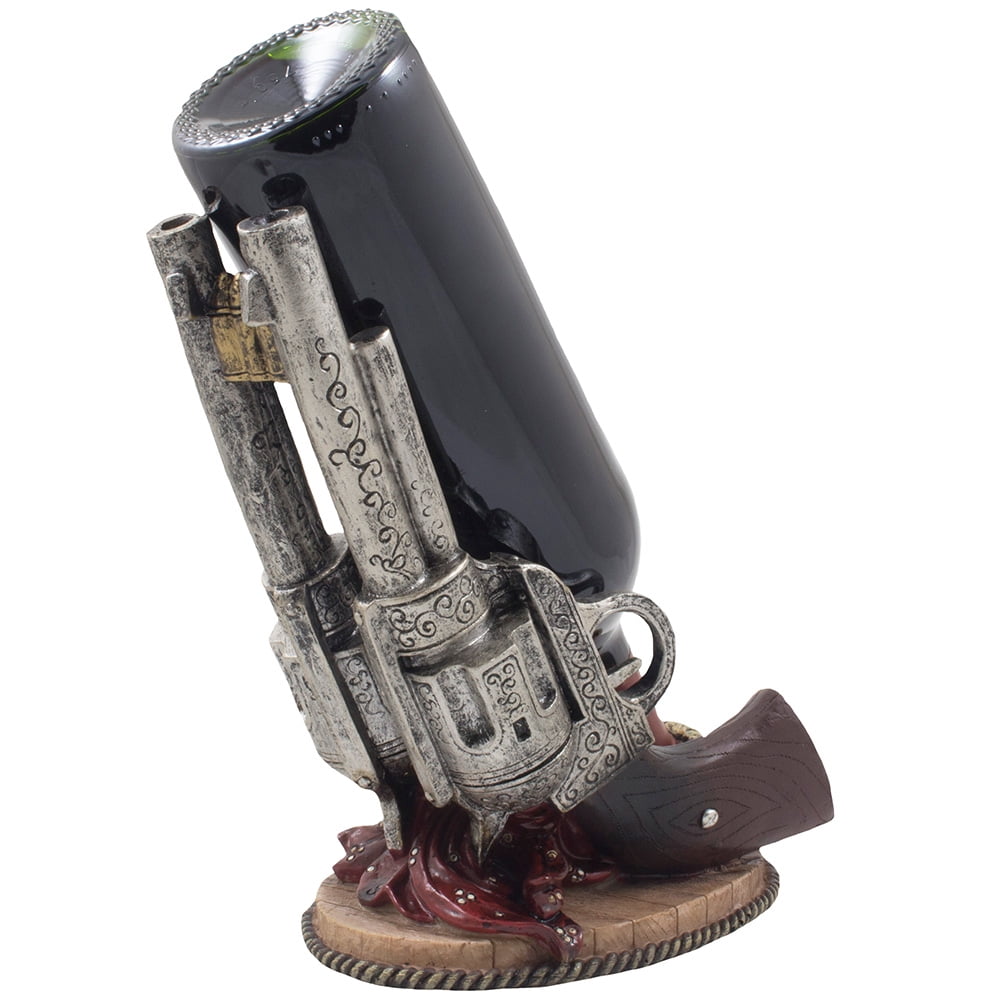 Rustic COWBOY Six Shooter Pistol Gun Wine Beer Bottle Holder WESTERN DECOR Gift 