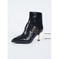 thumbnail image 6 of Trendy Women's Fashionable High-heeled Bare Boots, Artificial PU Crocodile Patterned Short Boots, Golden Buckle Decoration, Suitable for Parties And Banquets, 6 of 7