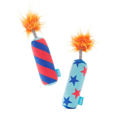 BARK Pup-Pup Fireworks Yankee Doodle Dog Toys, 2-Pack, T-Shirt Rope for Tug-o-war, for Extra Small and Small Dogs