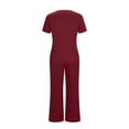 thumbnail image 4 of Aofany Summer 2 Piece Outfit Set for Women Ruched Short Sleeve Tops and Wide Leg Pants with Pockets Casual Tracksuit Sets Ladies Loungewear, 4 of 4