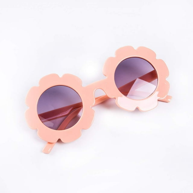 Cute Kids Toddler Baby Round Flower Sunglasses UV Protection Colorful Sunnies Glasses for Boys Girls 0-8T - Orange