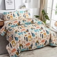 thumbnail image 2 of Smuge Kids Quilt Bedspreads Twin Size Bear Bedding Set, 3Pcs Forest Trees Animals Coverlets Set, Lightweight Reversible Cartoon Bedspread Deer Owl Bedding Pillow Shams, 2 of 11