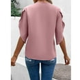 thumbnail image 3 of Fesfesfes Women Shirts Fashion Womens Spring/Summer Short Sleeve V-Neck Solid Flare Sleeve Top Short Sleeve Waffle Shirt Women M(US:6), 3 of 6
