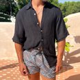 thumbnail image 2 of Cathalem Mens Shirts Casual Stylish Men's Short Sleeve Casual Button Down Shirt Summer Holiday Beach(Black,XXXL), 2 of 5