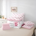 thumbnail image 6 of Feelyou Fashion Princess Bow Twin Bedding Sets 7-Piece for Child, Kawaii Bowknot Pink Bedding Comforter Set, Fairy Tale Princess Reversible Sheet Sets, Ultra Soft Bedroom Decor, 6 of 8