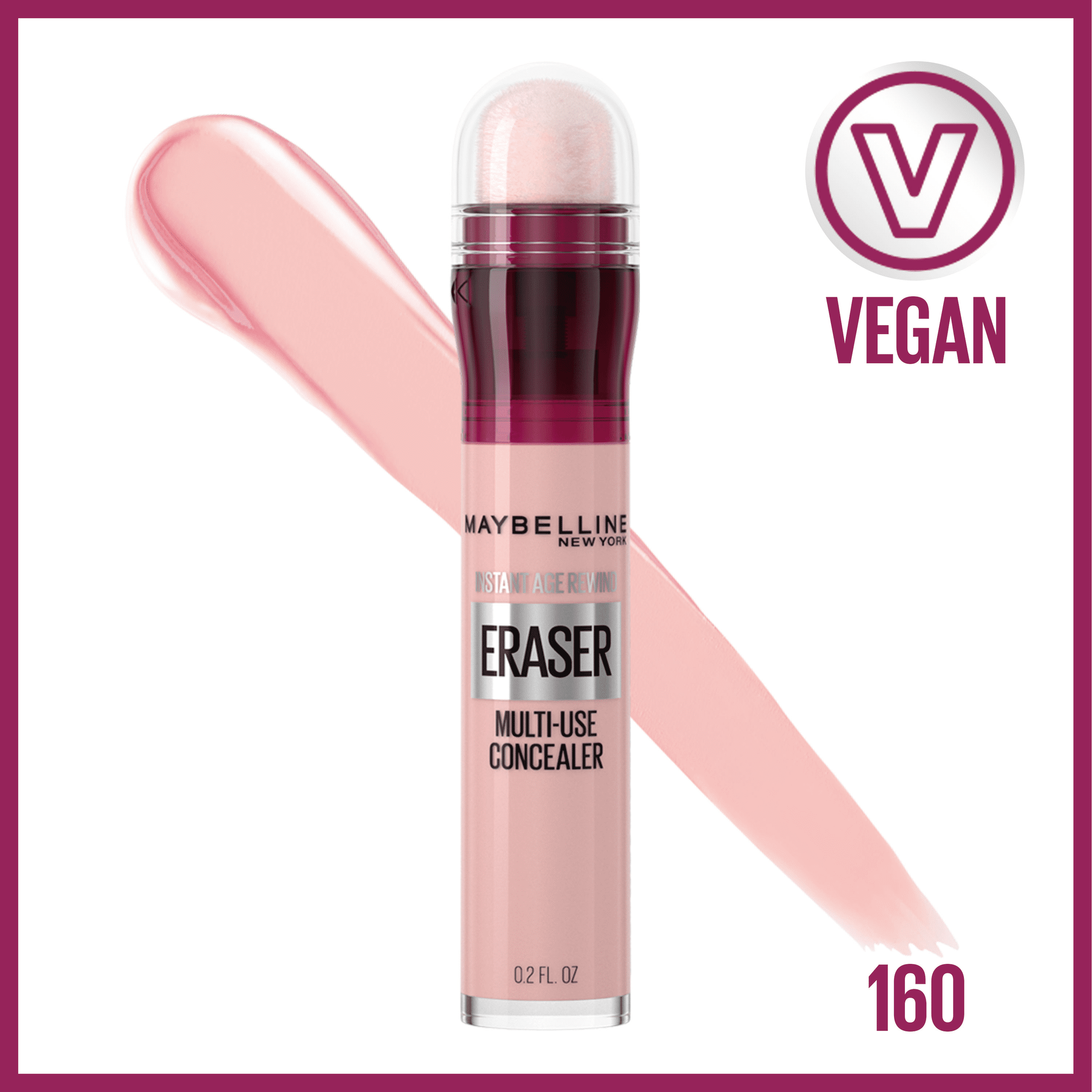 Maybelline Instant Age Rewind Eraser Color Correcting Concealer, Pink 160, 0.2 fl oz