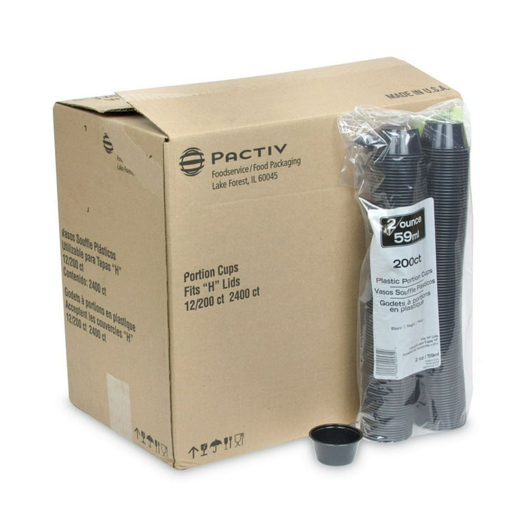 Plastic Portion Cup, 2 oz, Black, 200/Bag, 12 Bags/Carton Plastic Portion Cup, 2 oz, Black, 200/Bag, 12 Bags/Carton