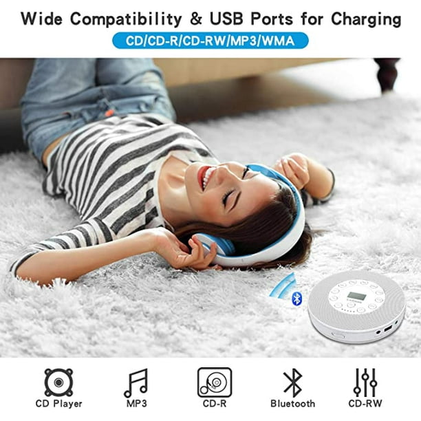Rechargeable Portable Bluetooth cD Player,Lukasa cD Player Portable,compact  Music cD Disc Player for carTravel, Home Audio Boombox with Stereo Speaker 