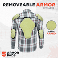 thumbnail image 3 of Daniel Smart Men’s Motorcycle Shirt - All Season Sporty Armored Flannel Shirt – Water Resistant and Durable, 3 of 11