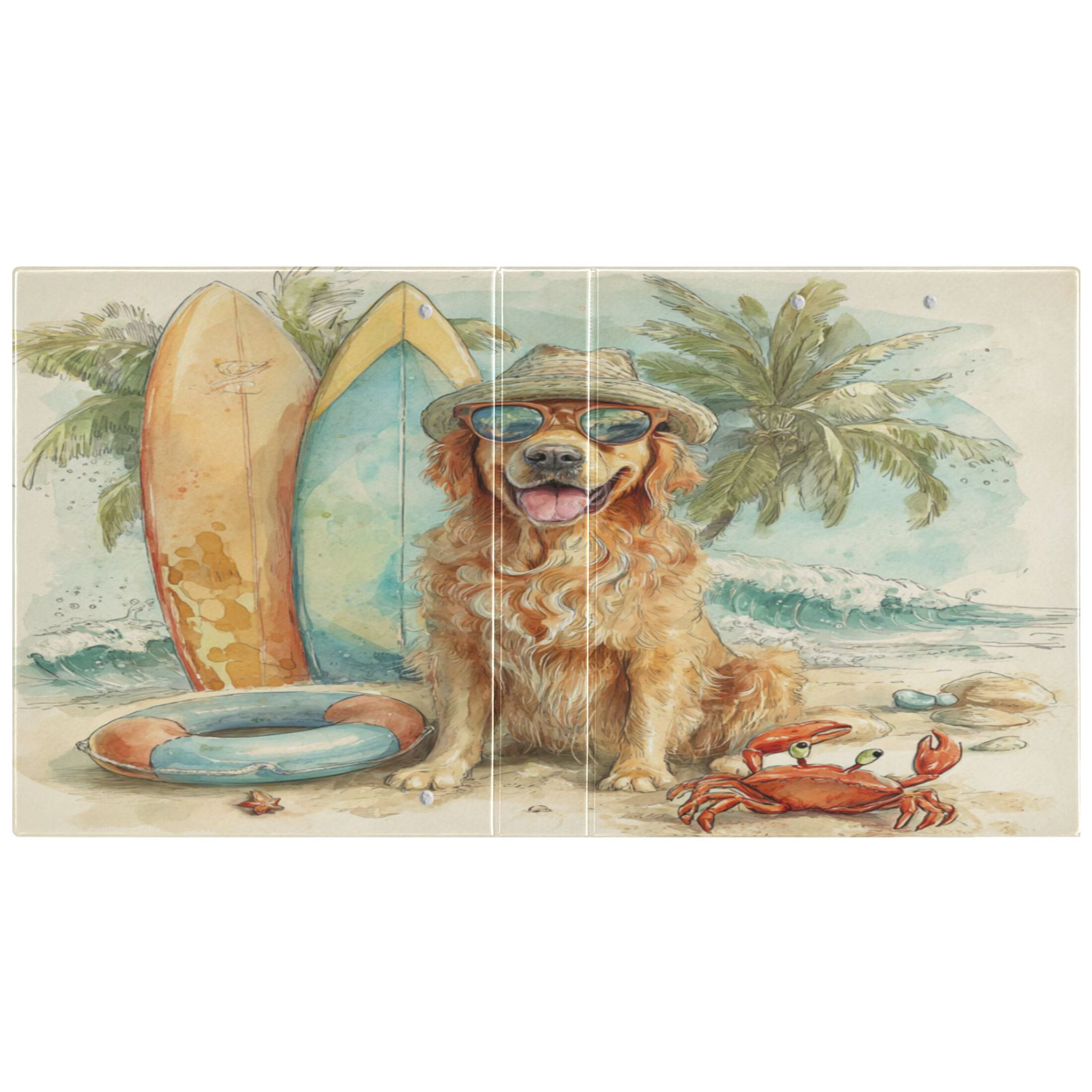 WOBOGO Summer Golden Retriever File Folders Extra Large Capacity to Hold 200 Sheets of Documents Hard Shell Ring Binder for School Home Office