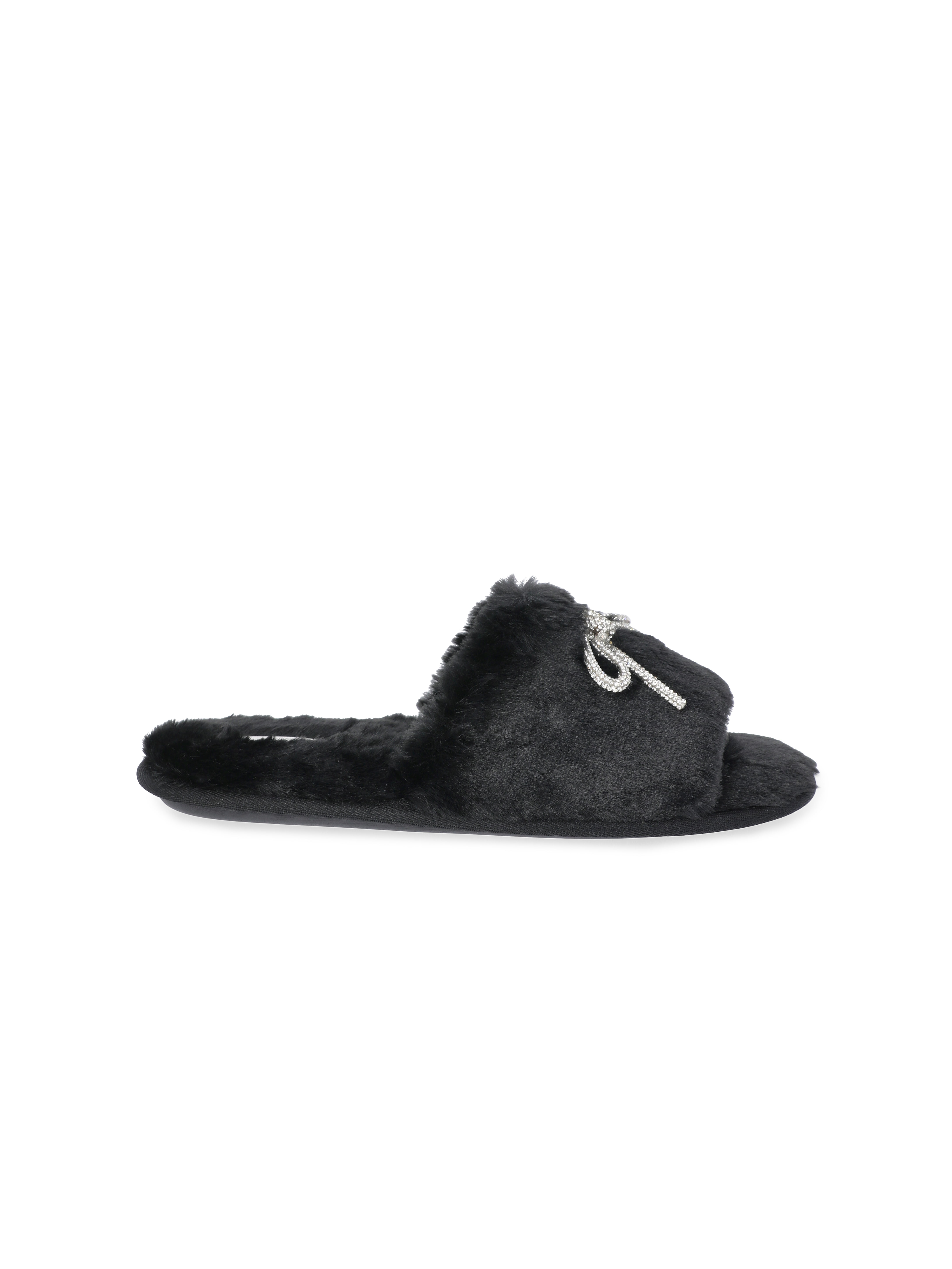Joyspun Women's Rhinestone Bow Open-Toe Slippers