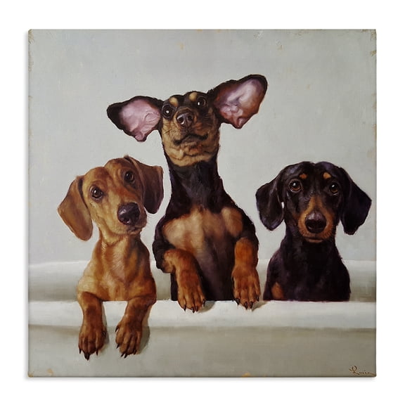 Stupell Industries Eclectic Dachshunds in Bathtub Canvas Art, 24 x 24, by Lucia Heffernan