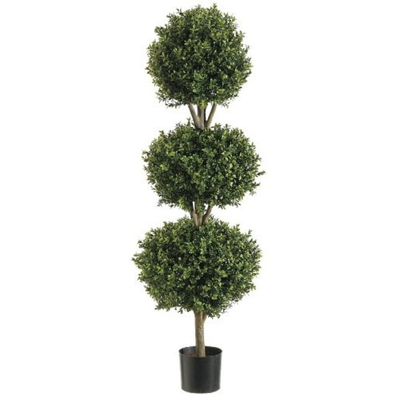 Silk Decor 1 4'TRI Ball Boxwood TOP.(P) GRTT Greenery, 48-in, Two Tone Green