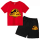 thumbnail image 3 of Conjunto de 2 piezas de camiseta y pantalones cortos con estampado de dinosaurio de Jurassic Park para niños y niñas, con estampado de dibujos animados de verano, 3 of 5