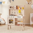 thumbnail image 2 of Costway Height Adjustable Play Kitchen Wooden Kitchen Playset with Real Lights & Sounds, 2 of 10