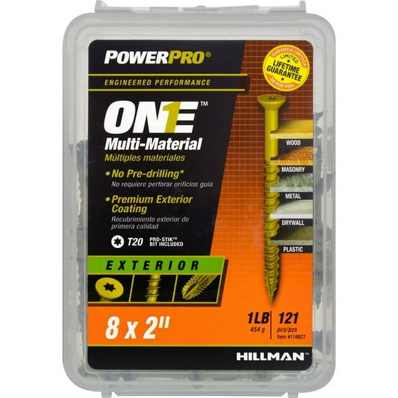 Hillman POWERPRO ONE No. 8 X 2 in. L Star Flat Head Multi-Material Screw 1 lb 121 pk
