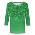 thumbnail image 6 of TKLPEHG 3/4 Sleeve T Shirts for Women Crew Neck Loose Fitted Summer Fashion Print Tshirt Dressy Casual Blouses Womens Clothes (Green,L), 6 of 6