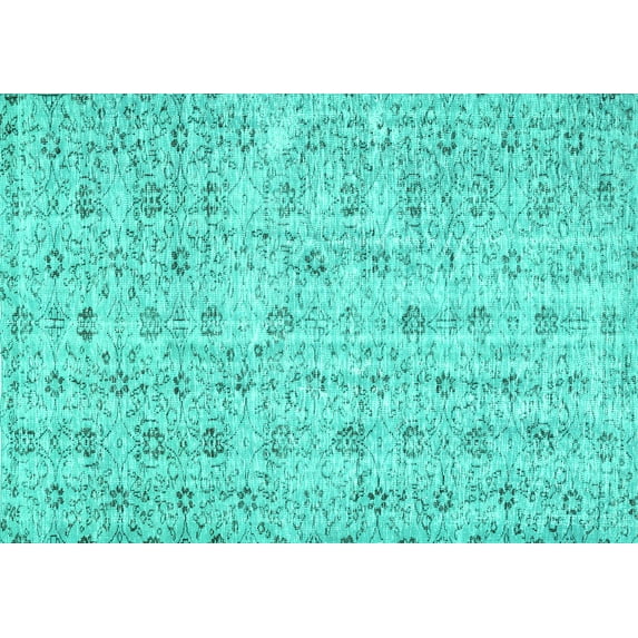 Ahgly Company Indoor Rectangle Abstract Turquoise Blue Contemporary Area Rugs, 4' x 6'