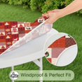 thumbnail image 5 of Red Christmas Patchwork Pattern Round Fitted Tablecloth with Elastic Edge,Dining Table Cover Waterproof,Outdoor Round Tablecloth for Camping,Dining,Indoor and Outdoor, 5 of 7