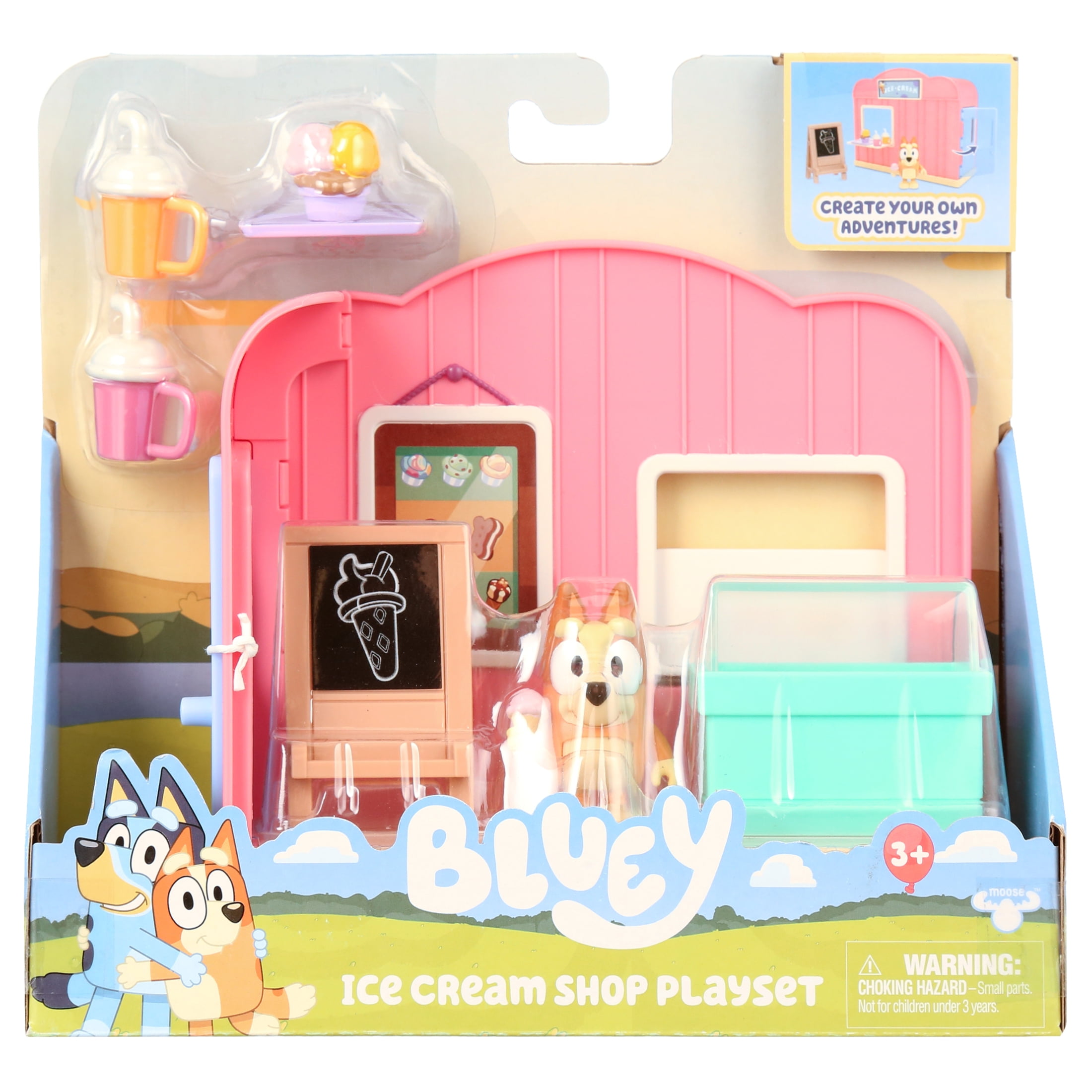 Bluey Mini Playset Ice Cream Shop, Toddler Child, Blue, Play Food, ABS 4.90 inches