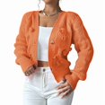 thumbnail image 2 of Women'S Bowknot Chunky Knit Cardigan Sweaters Open Front Cozy Long Sleeve Button Up Cardigan for Winter Orange M, 2 of 10