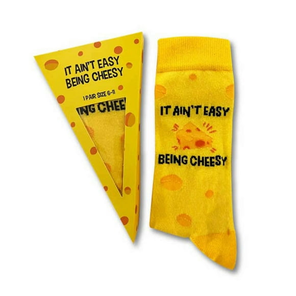 Urban Eccentric - Novelty Crew Length Cheese Themed Socks in Yellow | Mens & Womens Socks