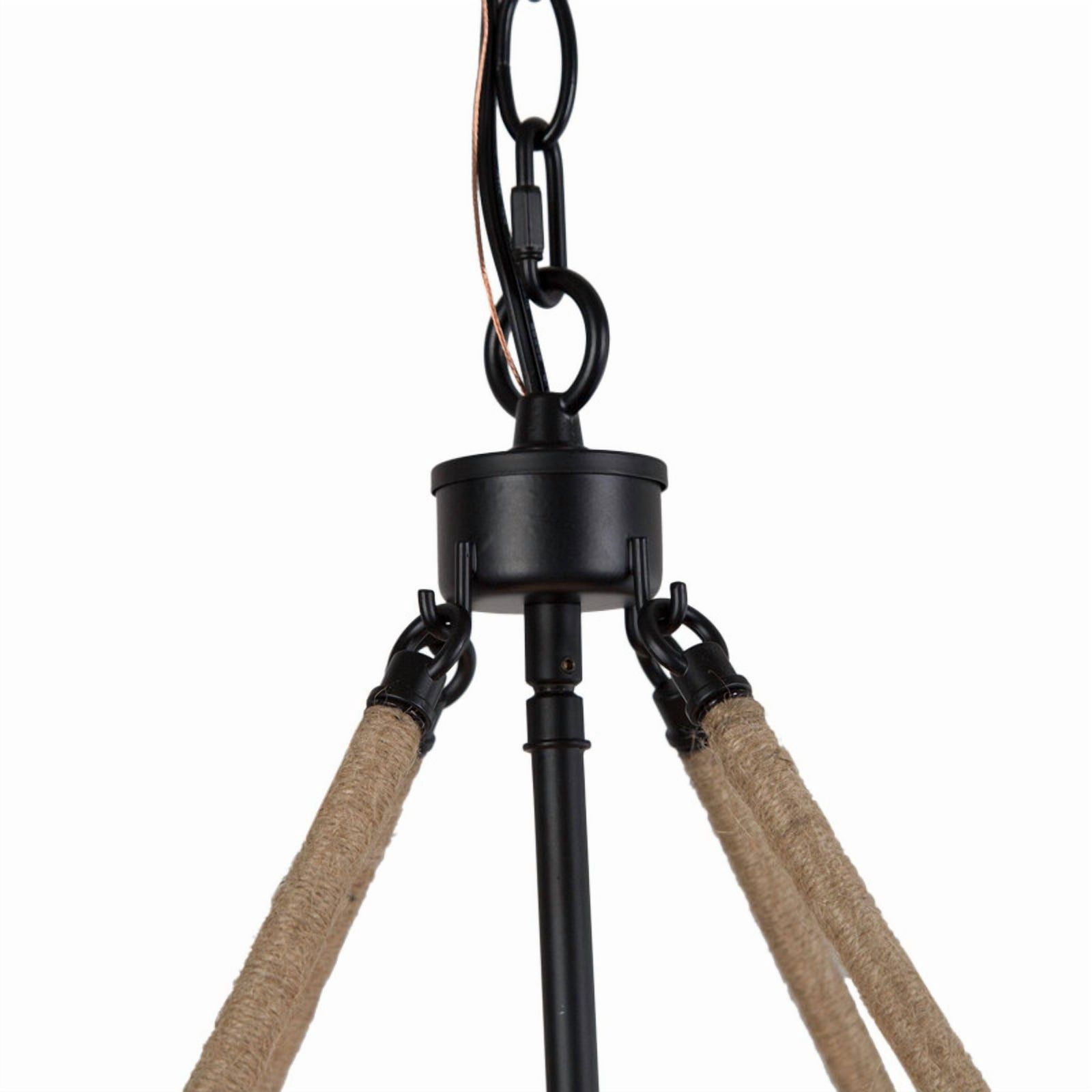 LNC Claunifer 4-Light Matte Black Farmhouse Chandelier with Rope Accents