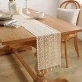 thumbnail image 3 of Solid Color Table Runner Home Decorative American Retro Wave Hook Flower Hollow Tea Table Beige Tassel Tablecloth Cover Towel Deng, 3 of 5