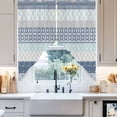 thumbnail image 4 of Geometric Bohemia Swag Valances for Windows 2 Pack Stripes Gray White and Blue Swag Kitchen Curtains 63 Inches Long Rod Pocket Short Window Treatment for Kitchen Bathroom 36"x63", 4 of 8