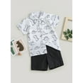 thumbnail image 2 of Caoirhny Boys Formal Wear Dinosaur Print Short Sleeve Button up Shirt and Elastic Shorts Summer 2 Piece Outfits, 2 of 8