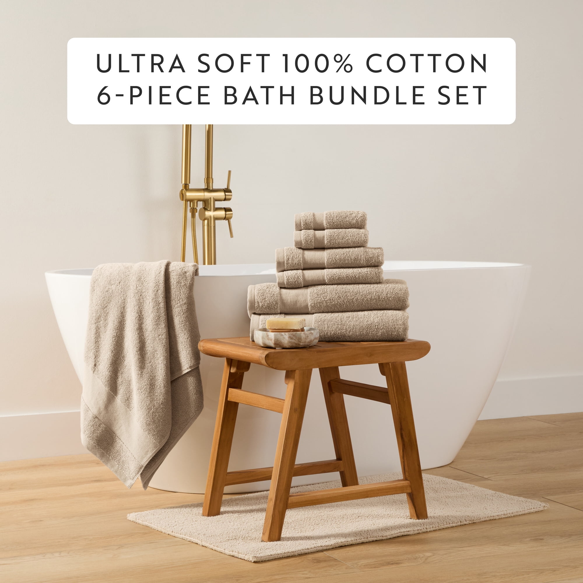 Noble Linens 6 Piece Essential Cotton Bath Towel Set