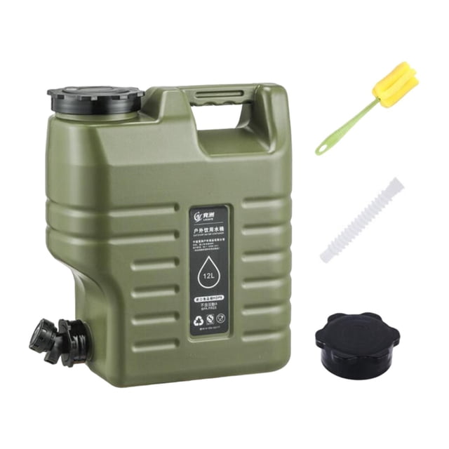 Contenedor de agua Zulema 12 l con grifo Verde para acampar y hacer senderismo