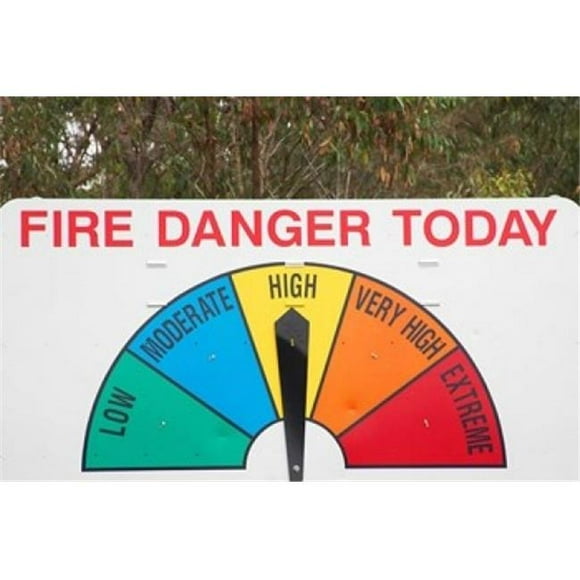 Danita Delimont PDDAU01DWA0623B Fire Danger Warning Sign Queensland Australia Poster Print by David Wall, 36 x 24