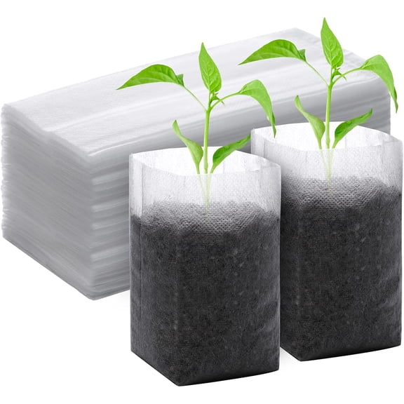 QenASHaing 100 PCS Nursery Bags, Non-Woven Fabric Seedling Bags Biodegradable for Home Garden Supply, Tree, Flower, Vegetable, Nursery Pots Container Plants Pouch
