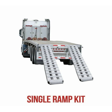 Aluminum Heavy-Duty Loading Single Ramp Kit for Car Carriers, Shipping Containers - 1Pair 18” x 96” Trailer Upper Ramps and 1Pair 36" Wide Aluminum Skid Seat with Rods