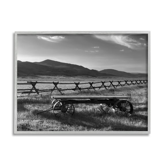 Stupell Industries Country Wagon Scenery Landscape Photography Gray Framed Art Print Wall Art, 14 x 11