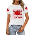 thumbnail image 1 of Fgnfyis T-Shirts Graphiques pour Femmes pour l'Été, Tenue Décontractée, Confortable, Manches Courtes, Col Rond, Tee avec Imprimé Patriotique de la Fête du Canada, T-Shirts pour Femmes, Blanc, P, 1 of 4