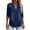 Navy, variant on Denim Shirts for Women Vintage V Neck Rolled up 3/4 Length Sleeve Jean Blouse Loose Lightweight Casual Side Slit Jeans Shirts Tops Navy XXL