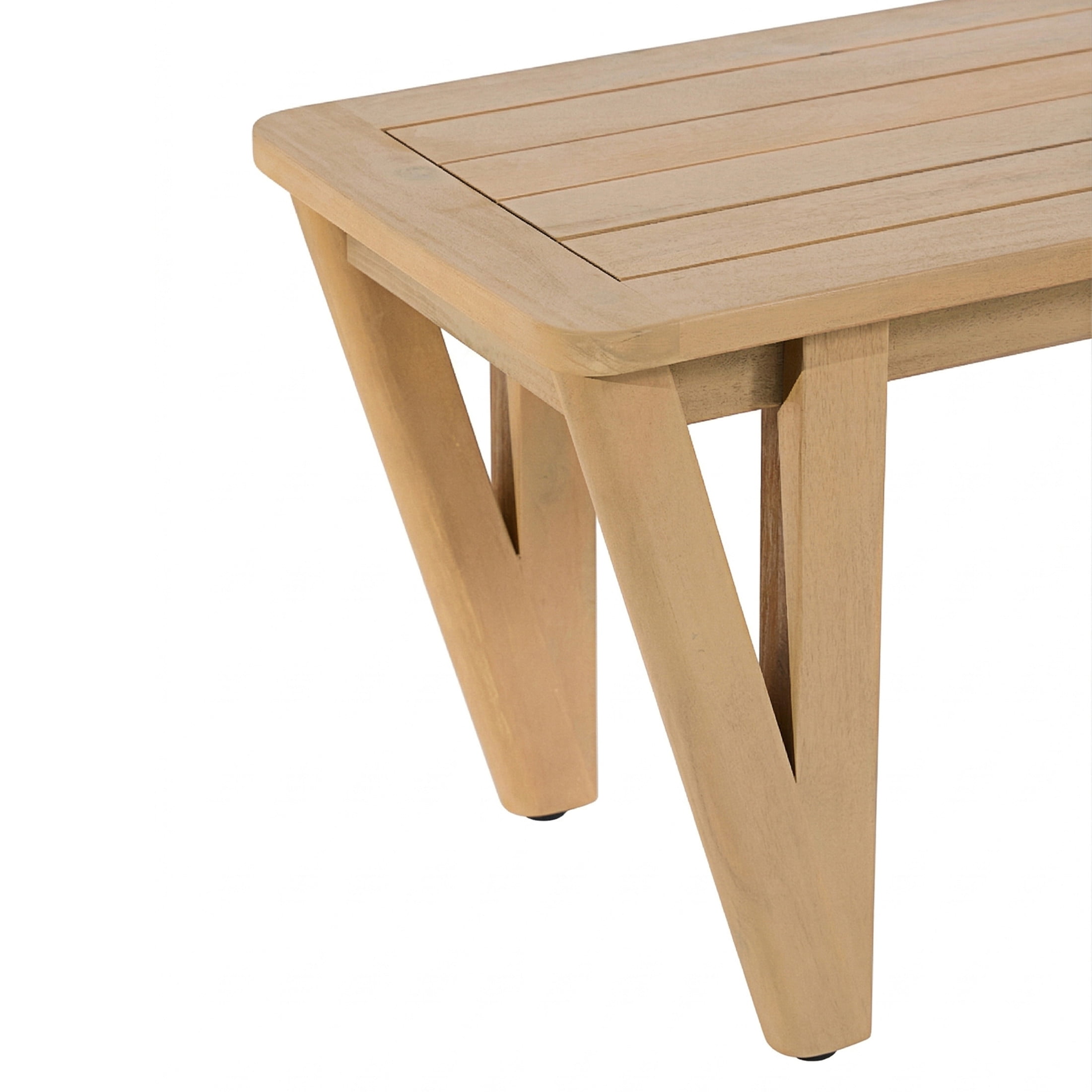 Christopher Knight Home Farmhouse Acacia Wood Outdoor Dining Bench with V-Legs for 2 to 3, Light Teak