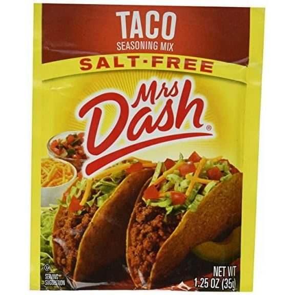 Mrs Dash Seasoning Mix - Taco - All Natural - Salt-Free - Net Wt. 1.25 OZ (35 g) Each - Pack of 4 Packets