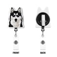thumbnail image 2 of WIRESTER Acrylic Reel ID Holder Belt Clip Badge Retractable with Alligator Clip for Office Worker, Medical Staffs, Nurse, Doctor, Teacher, Student - Black Siberian Husky Dog, 2 of 5