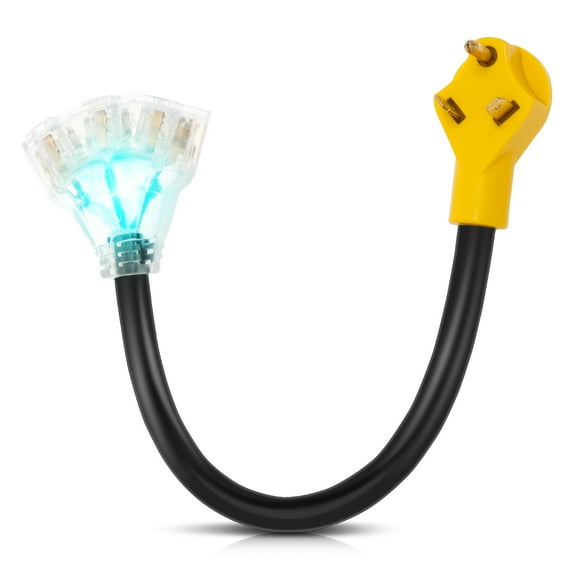 30 Amp to 20 Amp Adapter Universal RV Distribution Adapter with LED Indicator Light for Camping Construction Industrial Use