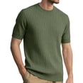 thumbnail image 2 of Mens T-Shirts Summer Plain Casual Crew Neck Short Sleeve Ribbed Knit Basic Tops Office Shirts, 2 of 4