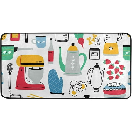 

BESTKITTY Kitchen Mat Colorful Home Tools Kitchen Rug Mat Anti-Fatigue Comfort Floor Mat Non Slip Oil Stain Resistant Easy to Clean Kitchen Rug Bath Rug Carpet for Indoor Outdoor Doormat