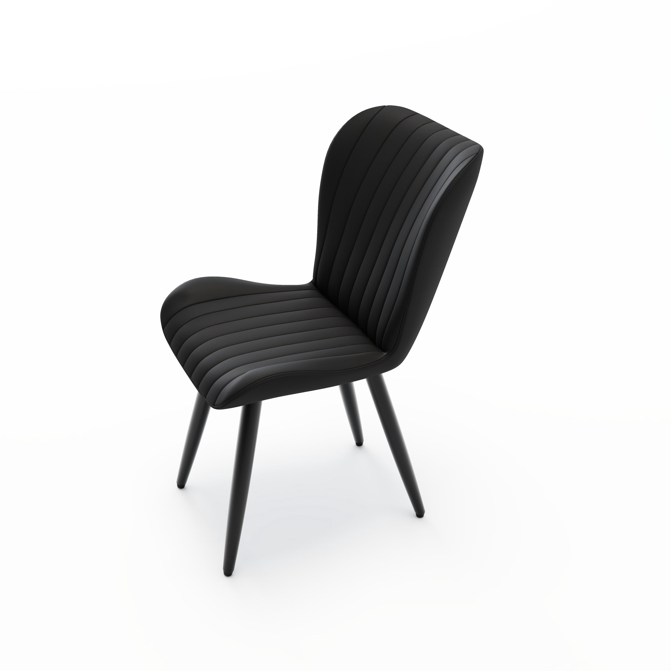 Noble House Modern PU Leather Dining Chairs with Metal Legs, Armless Padded Side Chairs, Kitchen, Black, Set of 2