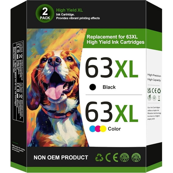 UTAH-Encre 63XL Ink Cartridges Black and Colour Envy 4520 Ink Cartridges Works for HP DeskJet 3630 3632 Envy 4520 4522 OfficeJet 3830 3833 4650 5255 Home Printer